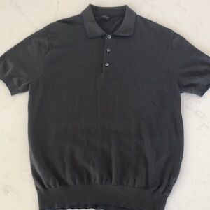 Brioni Gray Polo Shirt W/Navy Trim